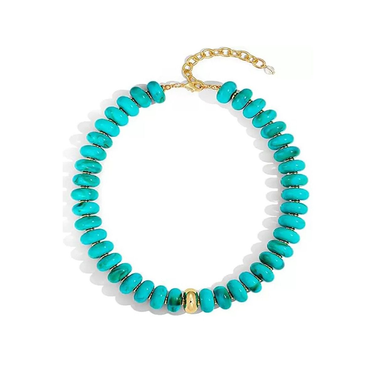 Women's Teal Resin Beaded Stackable Chain Necklace W162730