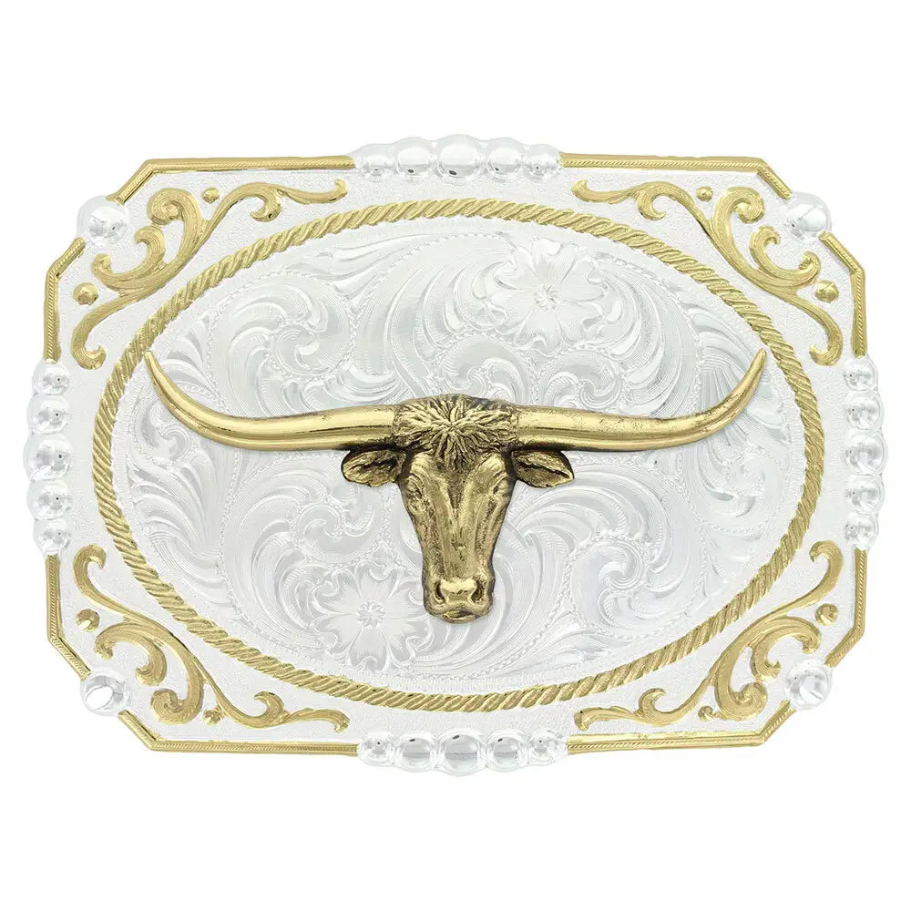 Men's Montana Silversmiths Two-Tone Cowboy Cameo Buckle With Longhorn 25815-767
