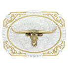 Men's Montana Silversmiths Two-Tone Cowboy Cameo Buckle With Longhorn 25815-767