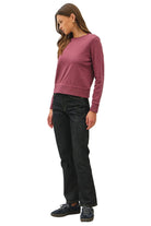 Be Cool Women's Merlot Garment-dyed Cotton Fleece Crew Sweatshirt 