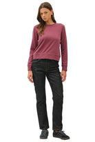 Be Cool Women's Merlot Garment-dyed Cotton Fleece Crew Sweatshirt 