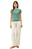 Be Cool Women's Garment Dyed Ribbed Crew Neck Top 