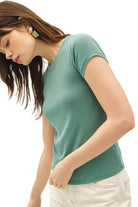 Be Cool Women's Garment Dyed Ribbed Crew Neck Top 