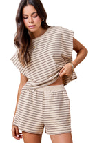 Women's Tan/Brown Boxy Stripe Sleeveless Lounge Top
