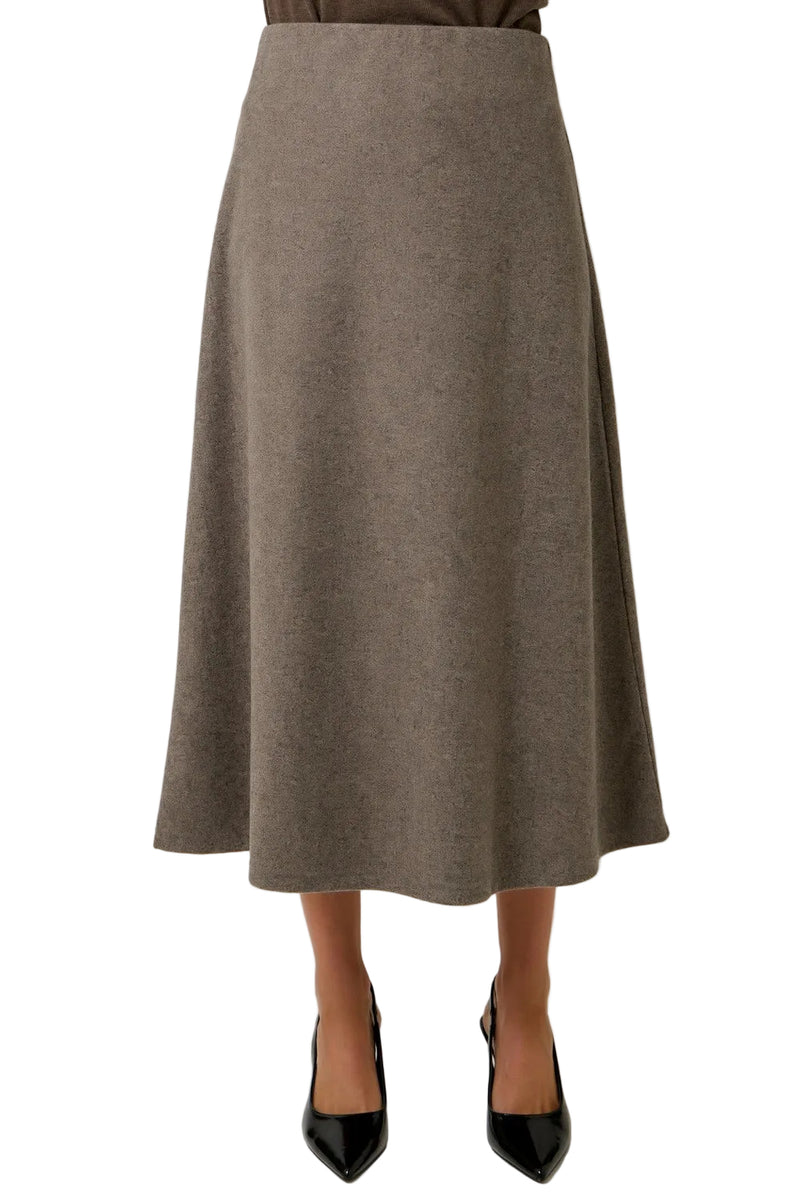 Mystree Women's Cocoa Essential Wool Blend Midi Skirt 