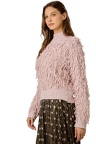 Mystree Women's Rose Shaggy Knit Pullover Sweater