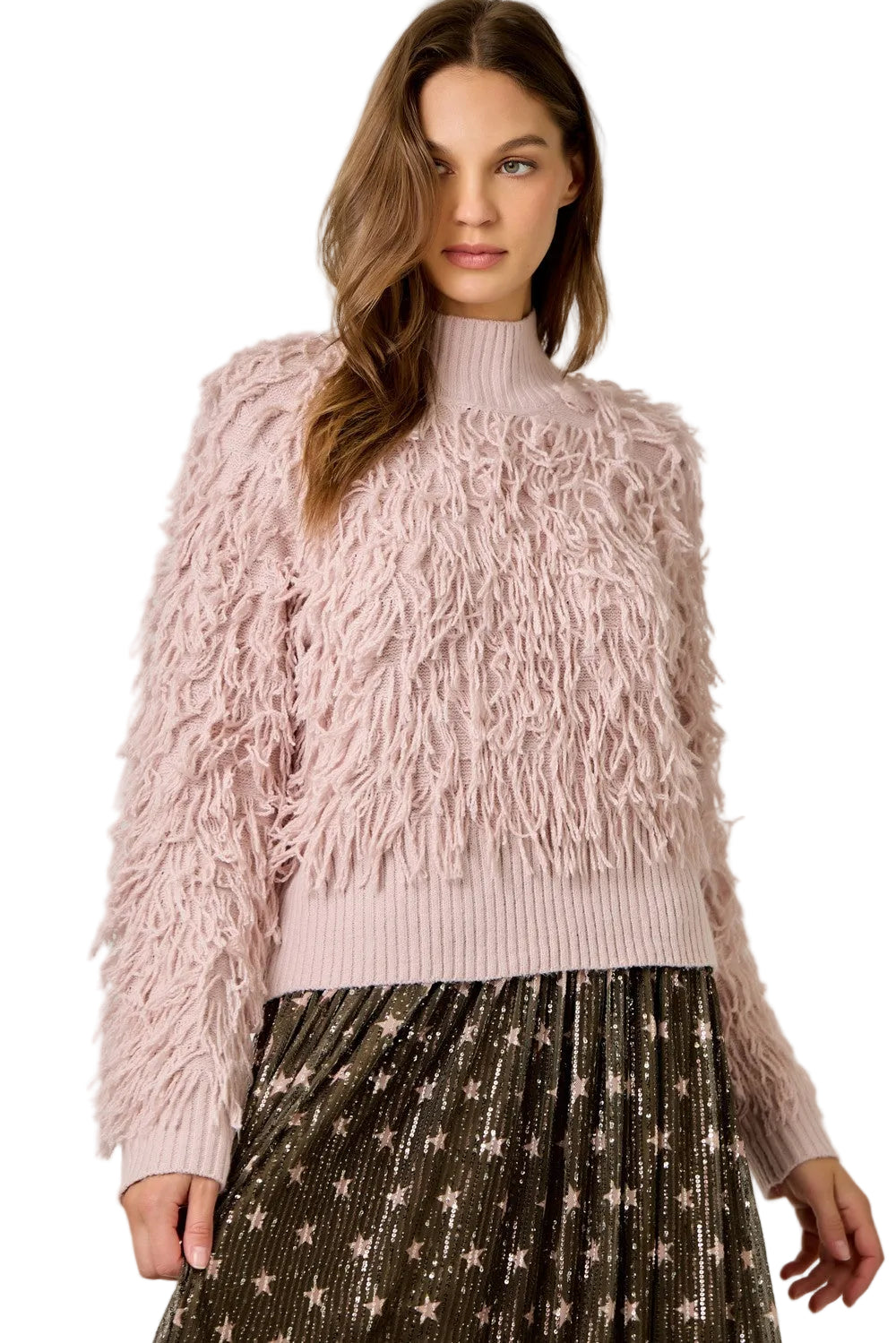 Mystree Women's Rose Shaggy Knit Pullover Sweater