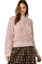 Mystree Women's Rose Shaggy Knit Pullover Sweater