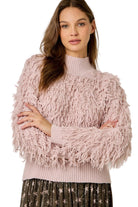 Mystree Women's Rose Shaggy Knit Pullover Sweater