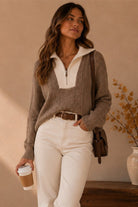 Women's Mocha/Ivory Aspen Lodge Cable Knit Sweater 