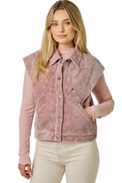 Mystree Women's Rose Oversized Washed Corduroy Vest