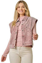 Mystree Women's Rose Oversized Washed Corduroy Vest