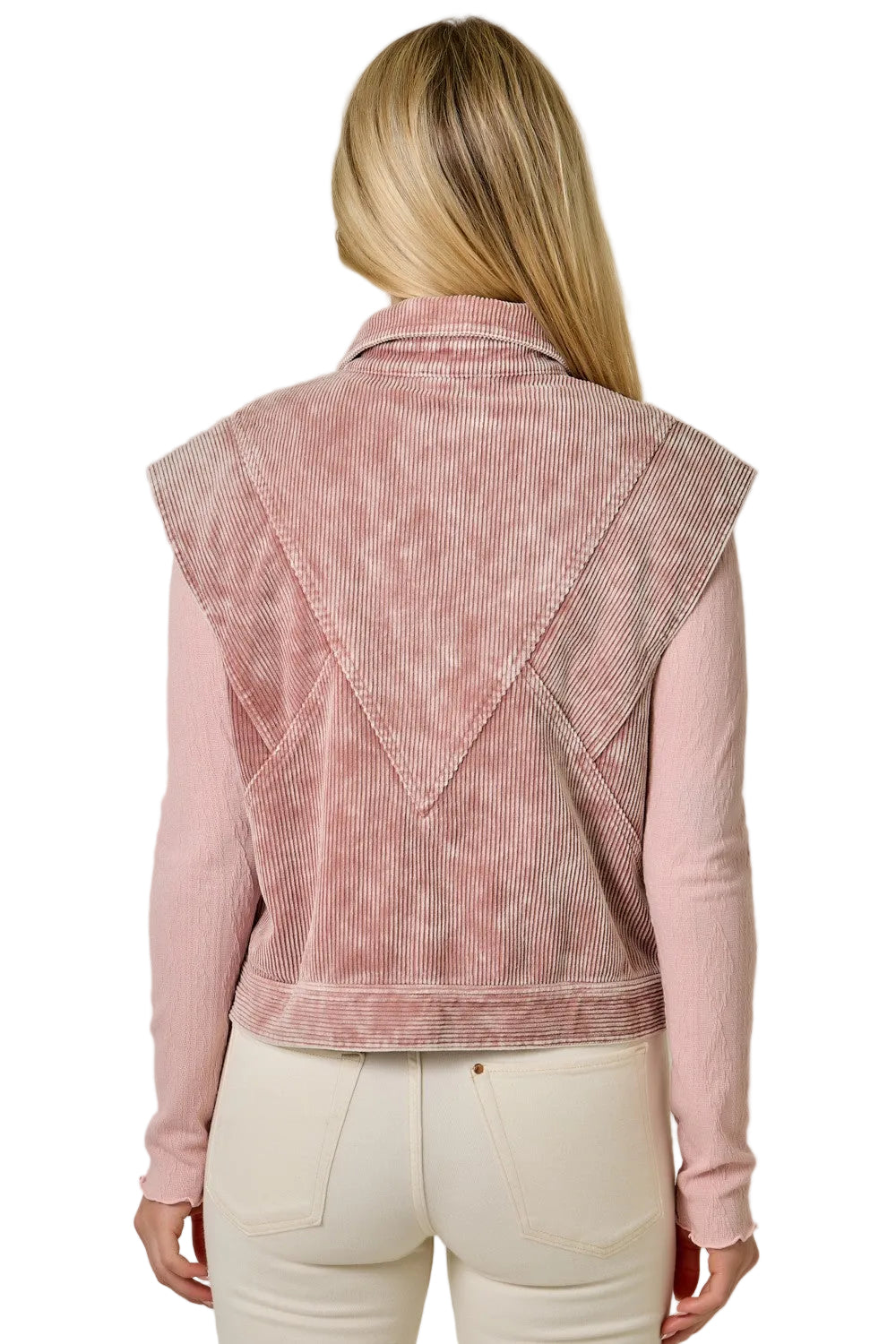 Mystree Women's Rose Oversized Washed Corduroy Vest