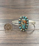 Women's Isac Silver and Turquoise 212" Western Gemstone Brass C-Cuff Bracelet 