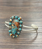 Women's Isac Silver and Turquoise 212" Western Gemstone Brass C-Cuff Bracelet 