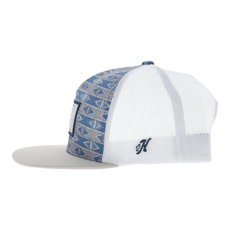 Hooey Men's Blue/White Doc 5-Panel Trucker Snapback 2602T-BLWH