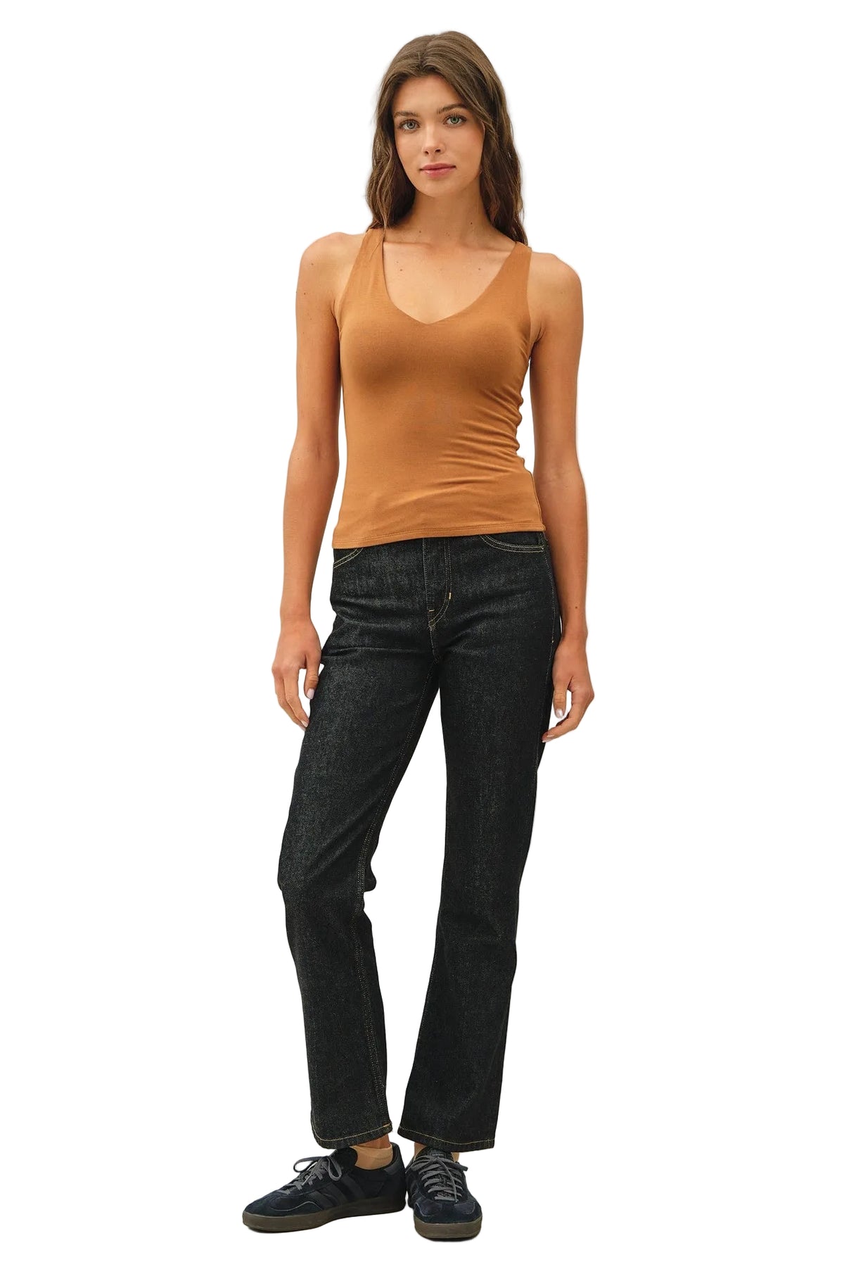 Be Cool Women's Basic Full Length V-neck Tank Top 