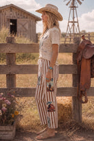 Bona Brand Women's Western Patch Print Striped Pants 