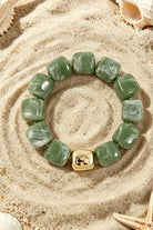 Women's Mint Green Boho Resin Geometric Bead Stretch Bracelet