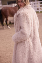 Women's Taupe Faux Fur Long Coat 