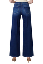 Flying Monkey Women's High Rise Full Length Dark Wash Knit Wide Jeans 
