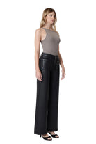 Vervet Women's High Rise Patch Pocket Black Coated Wide Leg Jeans