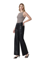Vervet Women's High Rise Patch Pocket Black Coated Wide Leg Jeans
