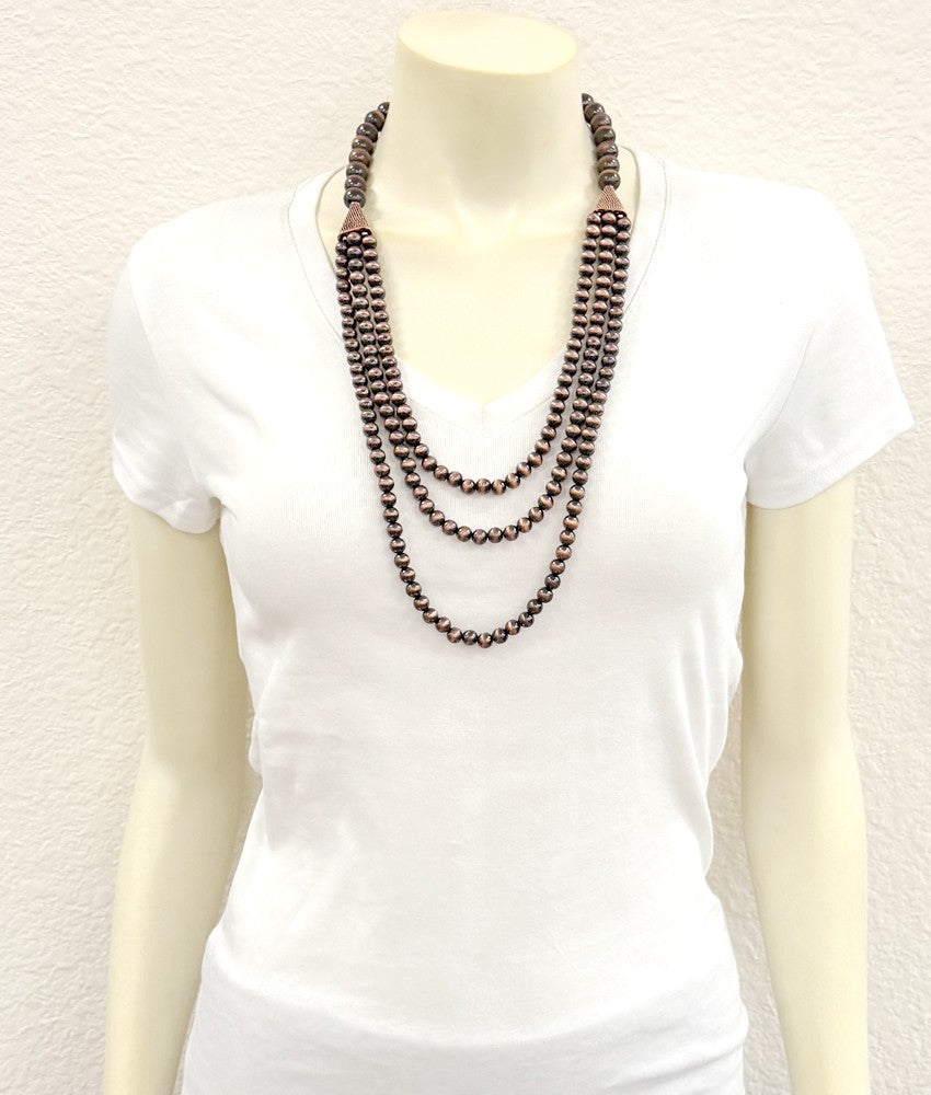 Isac Women's 30" Copper Western Bead Layered Necklace