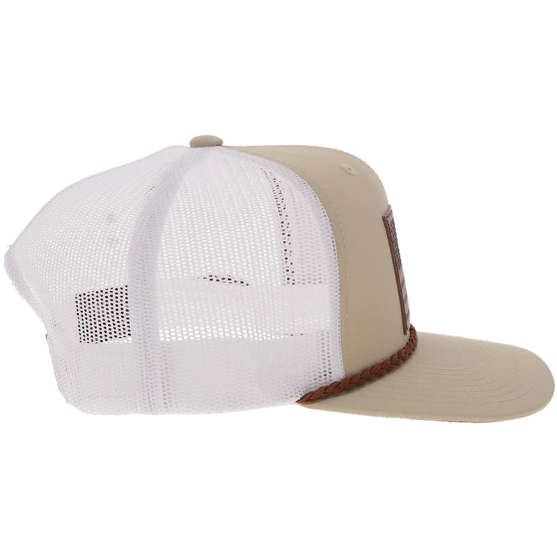 Men's Hooey Tan and White "Liberty Roper" with Leather Patch Cap 2610T-TNWH