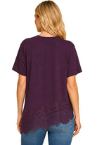Les Amis Women's Asymmetrical Lace Trim Top 