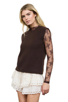 Blu Pepper Women's Brown Raw Mock Neck Dolman Sleeve Sweater Knit Top 