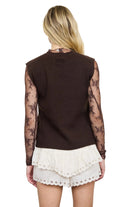 Blu Pepper Women's Brown Raw Mock Neck Dolman Sleeve Sweater Knit Top 