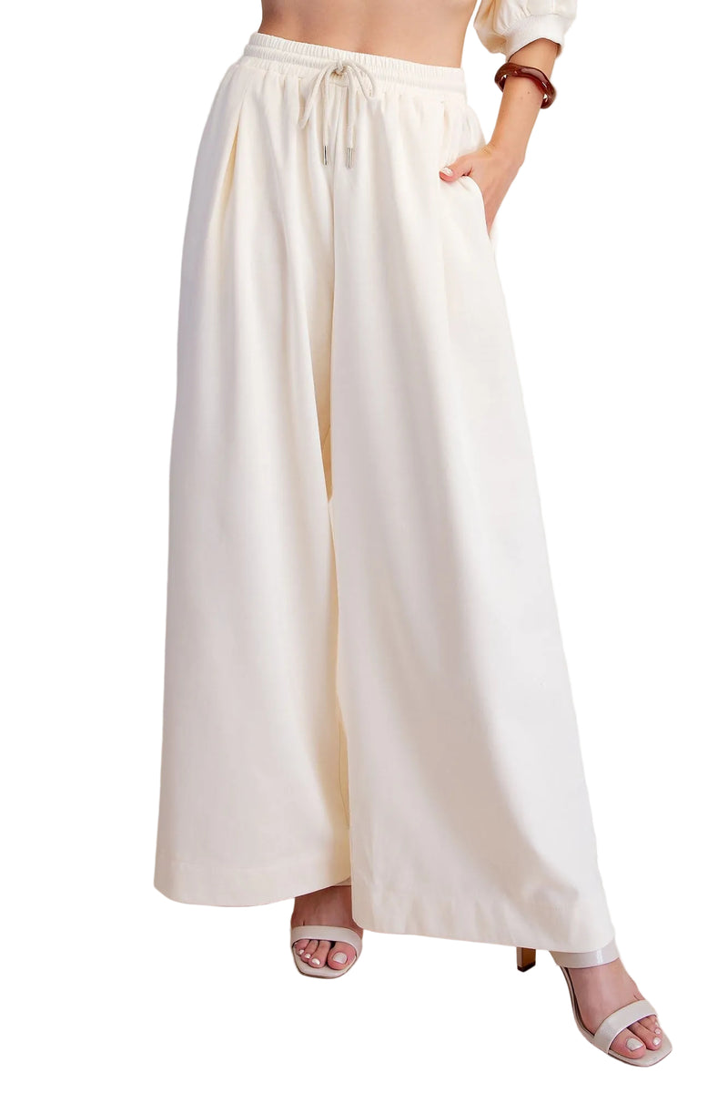 Glam Women's Ivory Wide Leg Lounge Pants