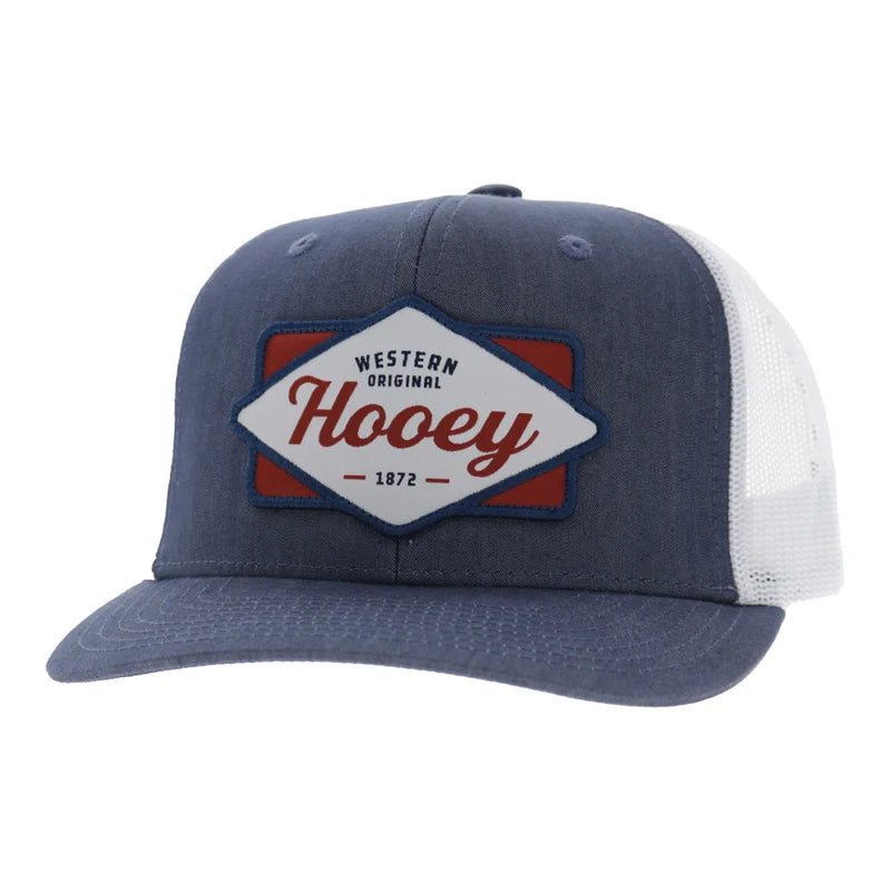 Hooey Men's Denim/White Diamond 6-Panel Trucker Snapback2622T-DEWH