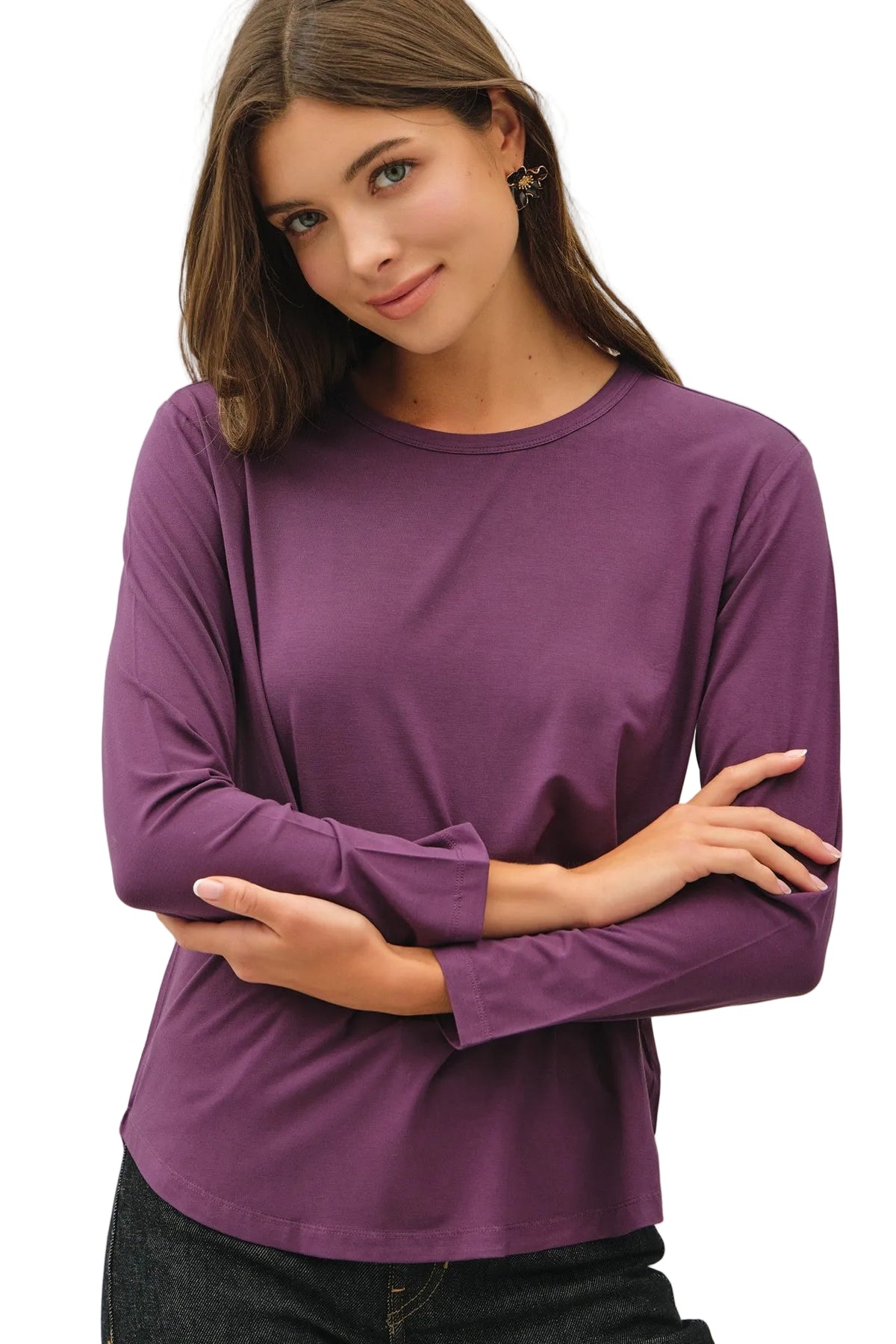 Be Cool Women's Bamboo/Modal Long Sleeve Round Neck T-shirt 