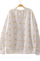 Very J Women's Gray Dachshund Print Sweatshirt and Wide Leg Pants Set 
