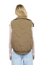 Blu Pepper Women's Mocha Wave Quilted Snap-Front Stand Collar Vest 