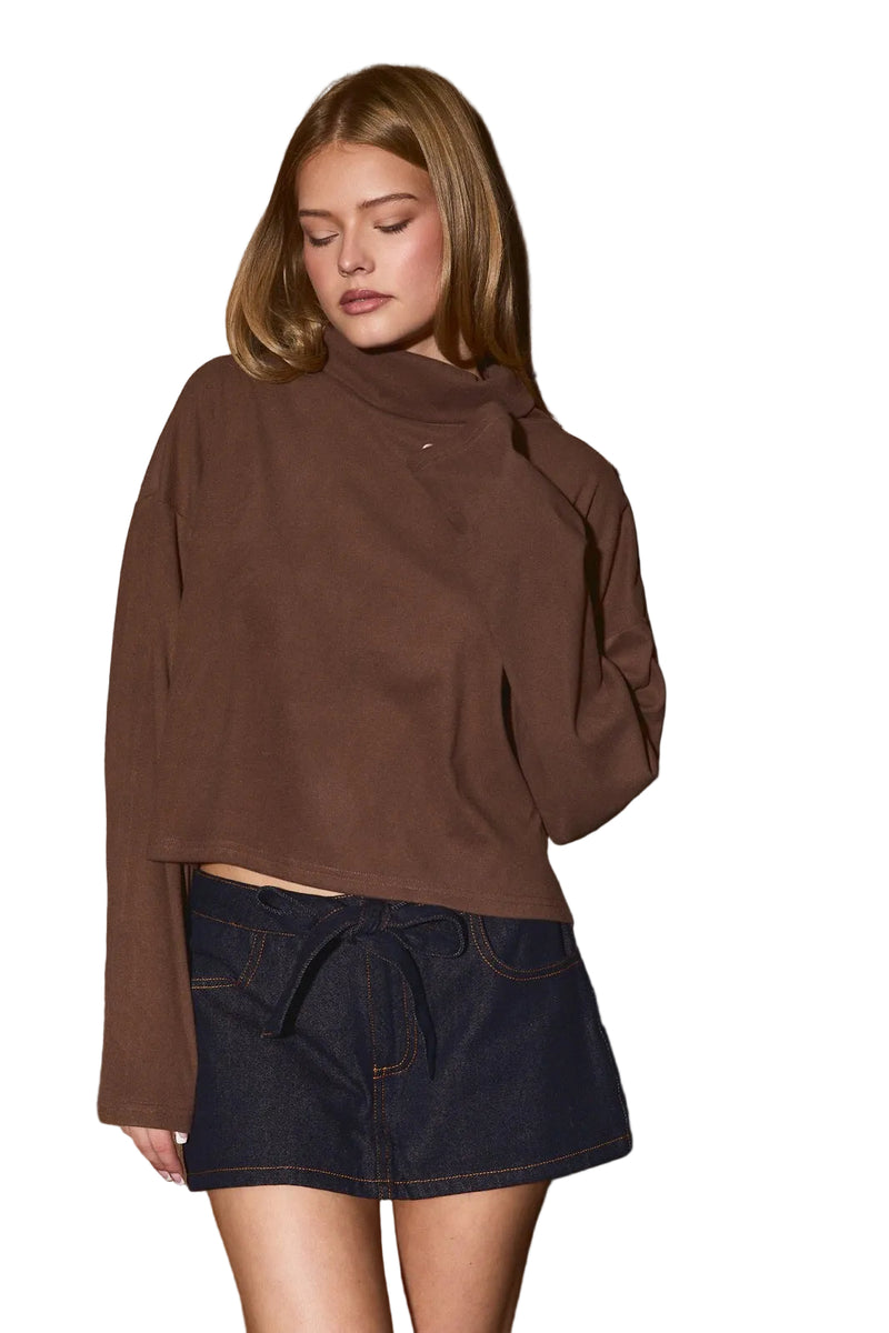 Le Lis Women's Mock Neck Boxy Pullover Knit Top 