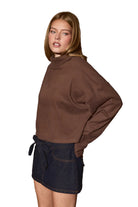 Le Lis Women's Mock Neck Boxy Pullover Knit Top 