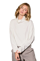 Le Lis Women's Mock Neck Boxy Pullover Knit Top 