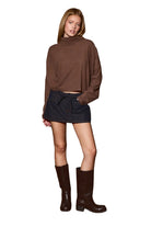 Le Lis Women's Mock Neck Boxy Pullover Knit Top 