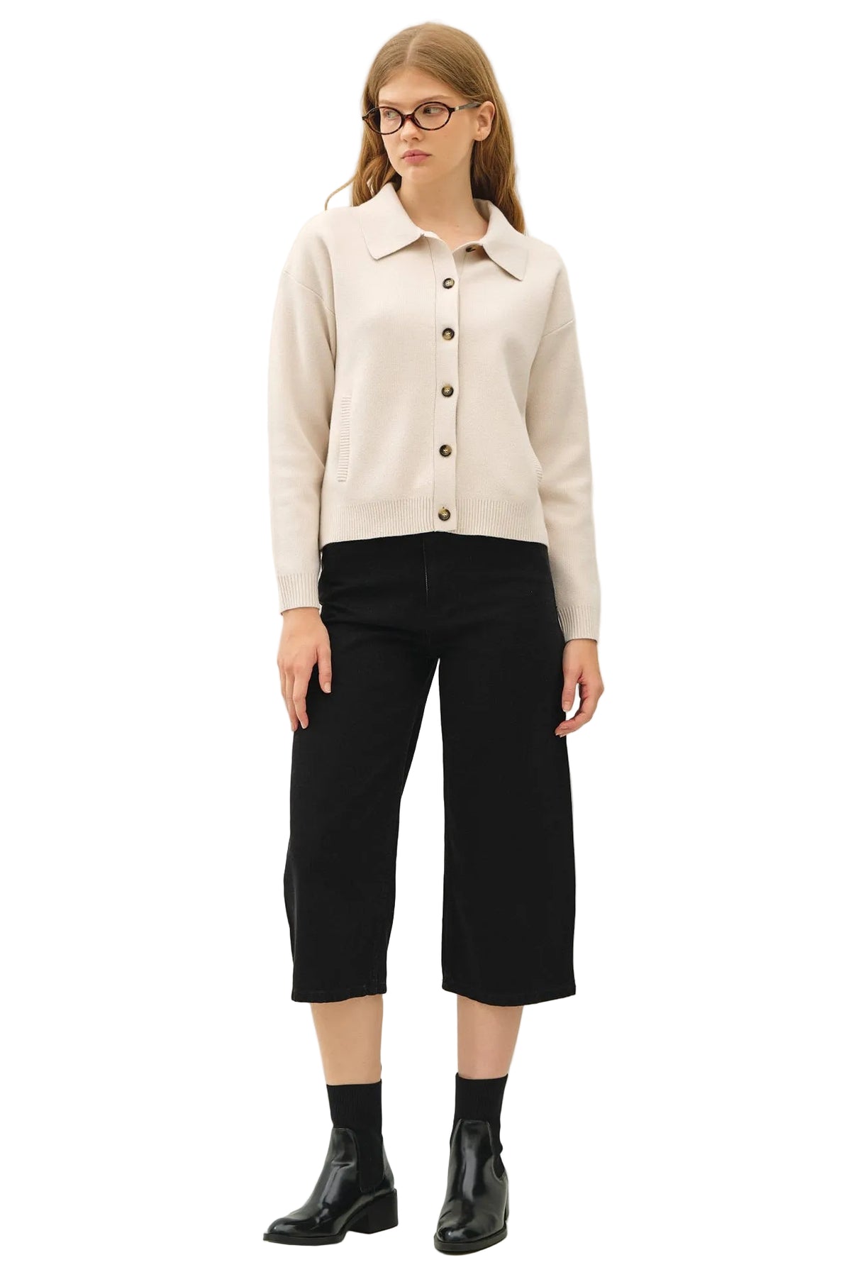 Be Cool Women's Natural Archive Polo Knit Cardigan