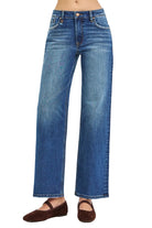 Risen Women's Dark Wash High Rise Straight Jeans