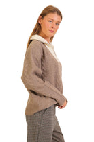 Women's Mocha/Ivory Aspen Lodge Cable Knit Sweater 