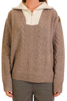Women's Mocha/Ivory Aspen Lodge Cable Knit Sweater 