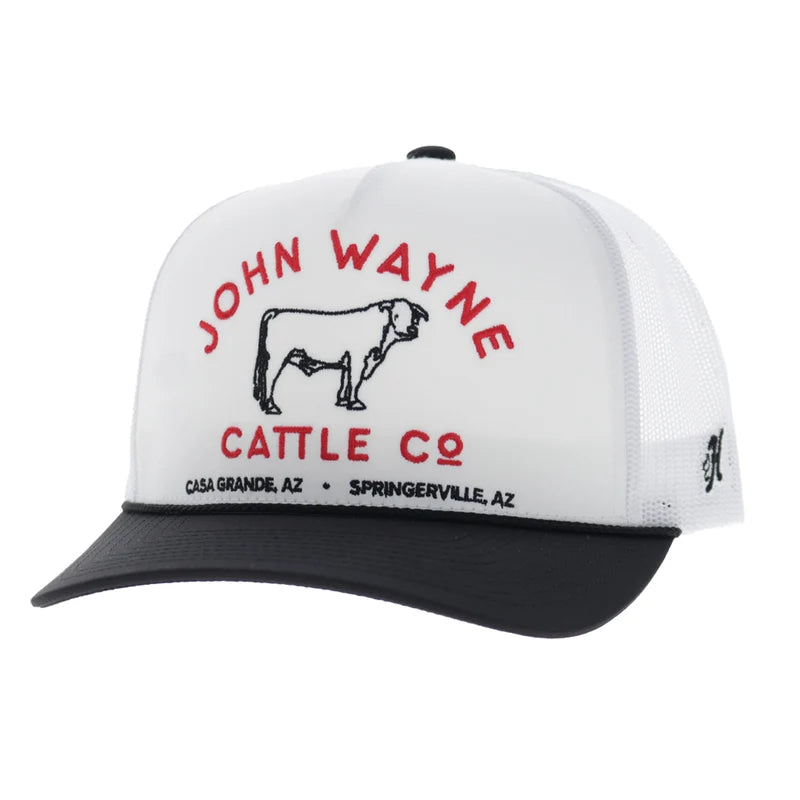 Hooey Men's White/Black John Wayne 5-Panel Trucker Snapback 2666T-WHBK