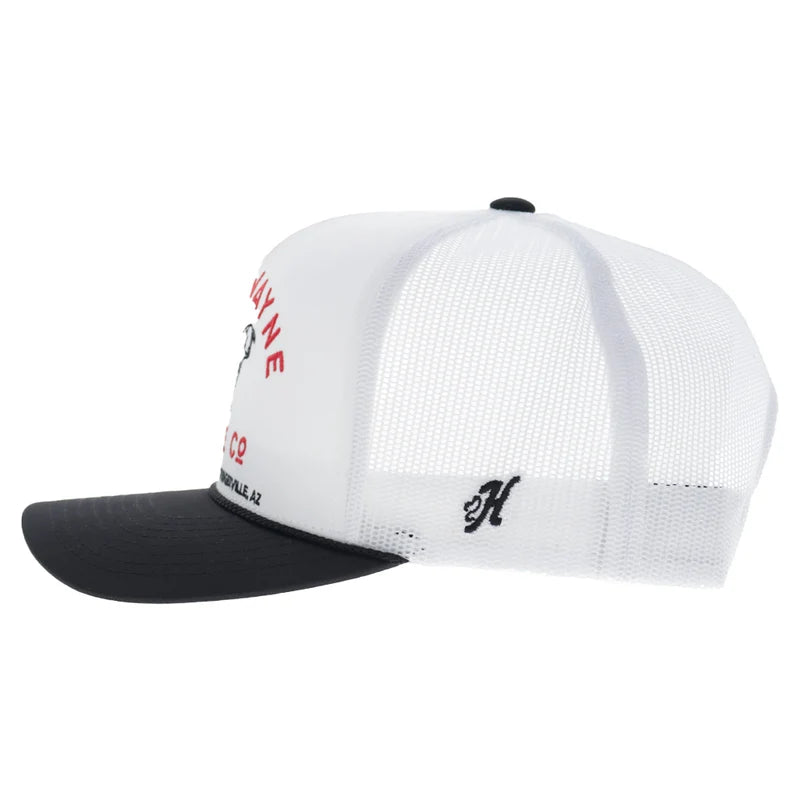 Hooey Men's White/Black John Wayne 5-Panel Trucker Snapback 2666T-WHBK