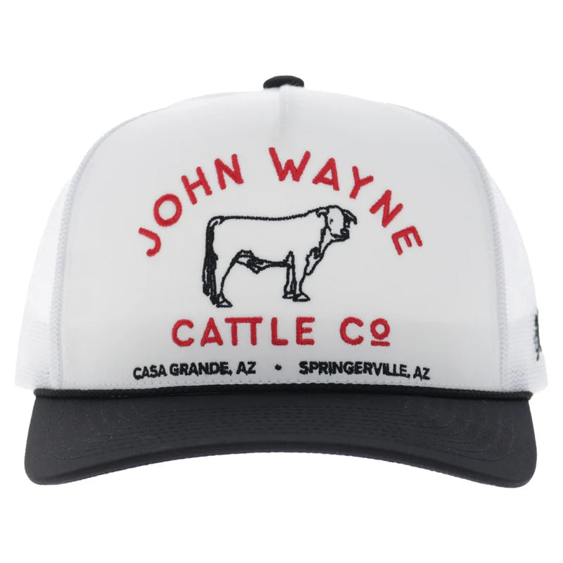 Hooey Men's White/Black John Wayne 5-Panel Trucker Snapback 2666T-WHBK
