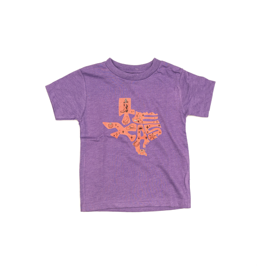 Girl's Youth "Texas Shape" Dark Lavender T-shirt
