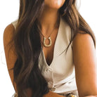 Women's West & Co 18" 18K Gold Plated Horse Shoe Necklace with Rhinestone WC-N26G